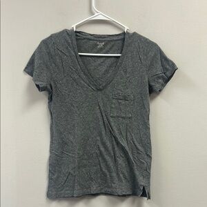 Madewell Heather Grey V-Neck Short Sleeve Tee